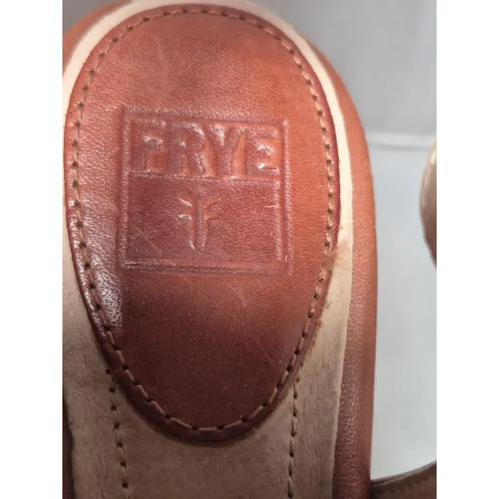💥 Frye Corrina Women's Strappy Brown Leather Platform Wedge Sandal Size 9